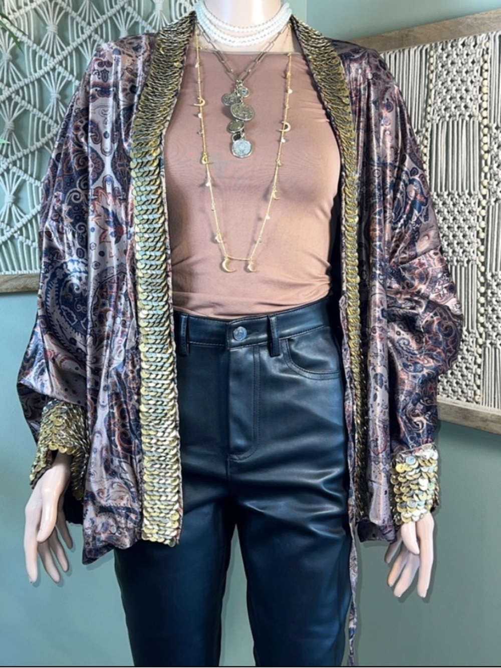 NWT Free People Layla Embellished Kimono Jacket SMALL - Picture 6 of 16